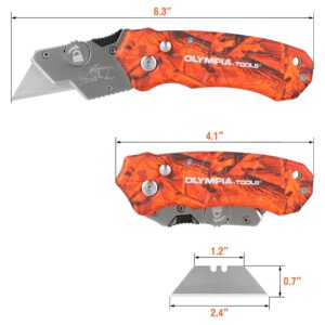 Olympia Tools Design Folding Utility Knife, Orange Camo