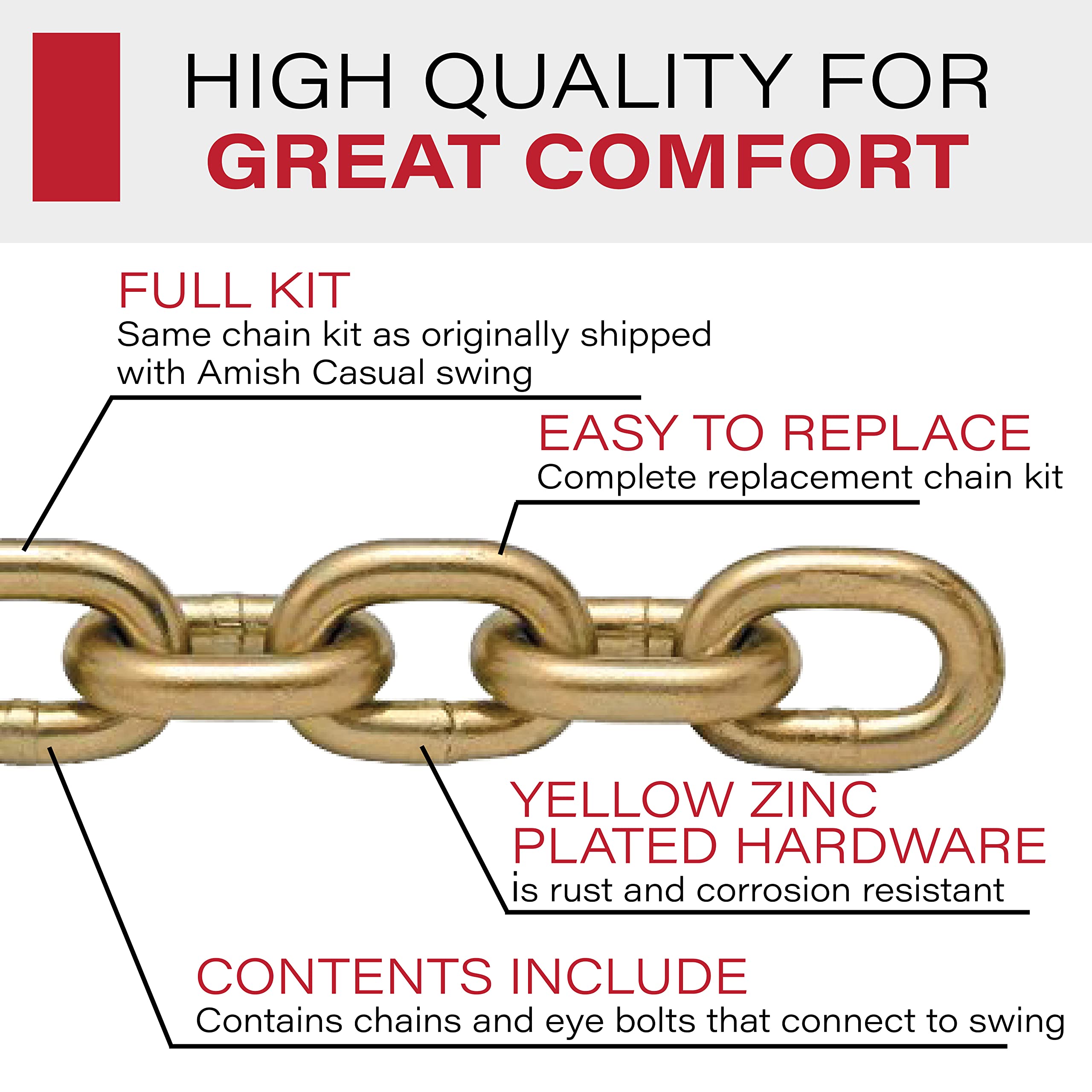 Add Extra Porch Swing Chain (2 x 6 Foot Sections)