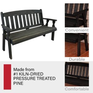 Amish Heavy Duty 800 Lb Mission Pressure Treated Garden Bench(5 Foot, Semi-Solid Black Stain)