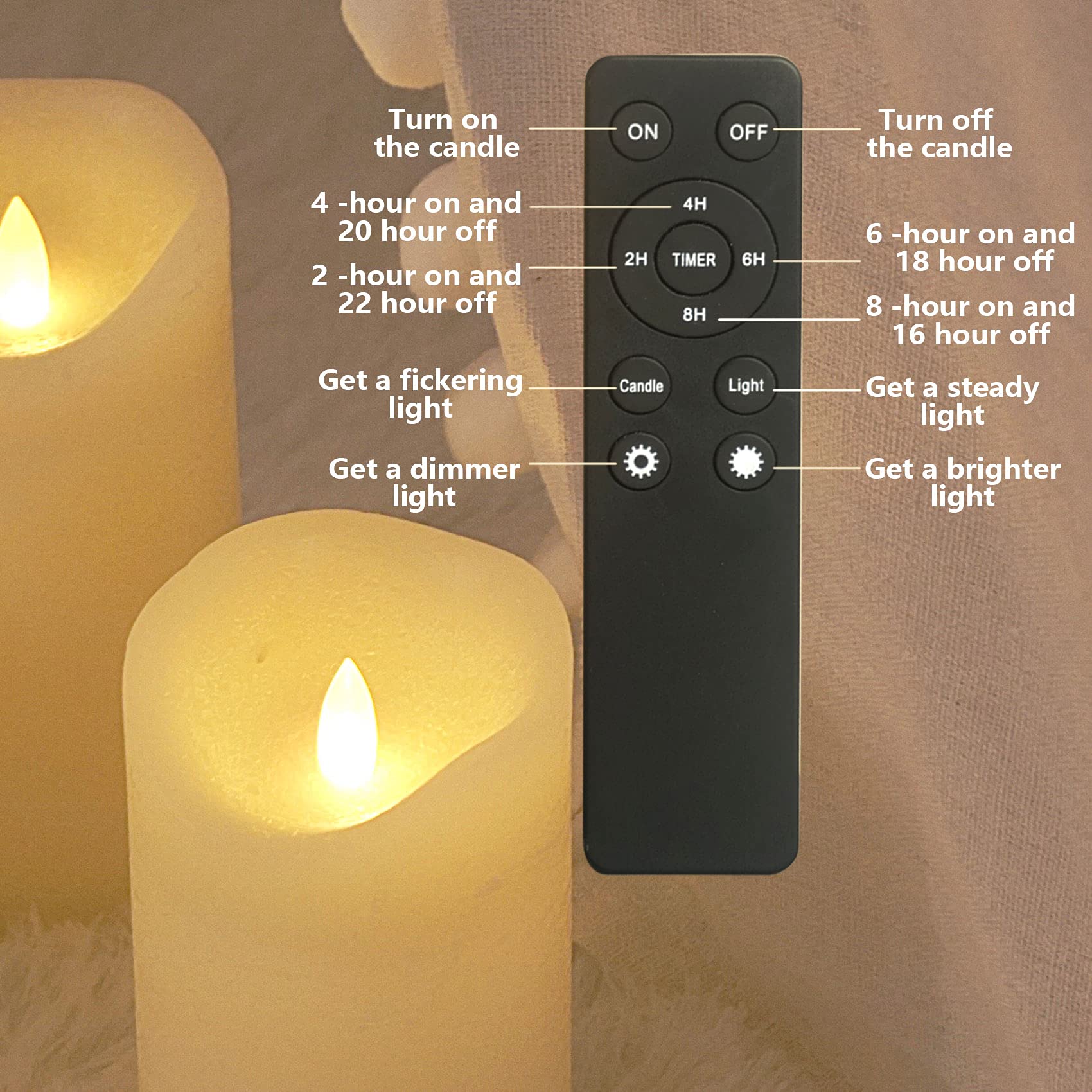 CANDLE CHOICE Battery Operated Flameless Candles with Remote Timer Real Wax Realistic Flickering Fake Electric LED Pillar Candles for Wedding Christmas Party Decorations Table Centerpieces 3 Pack