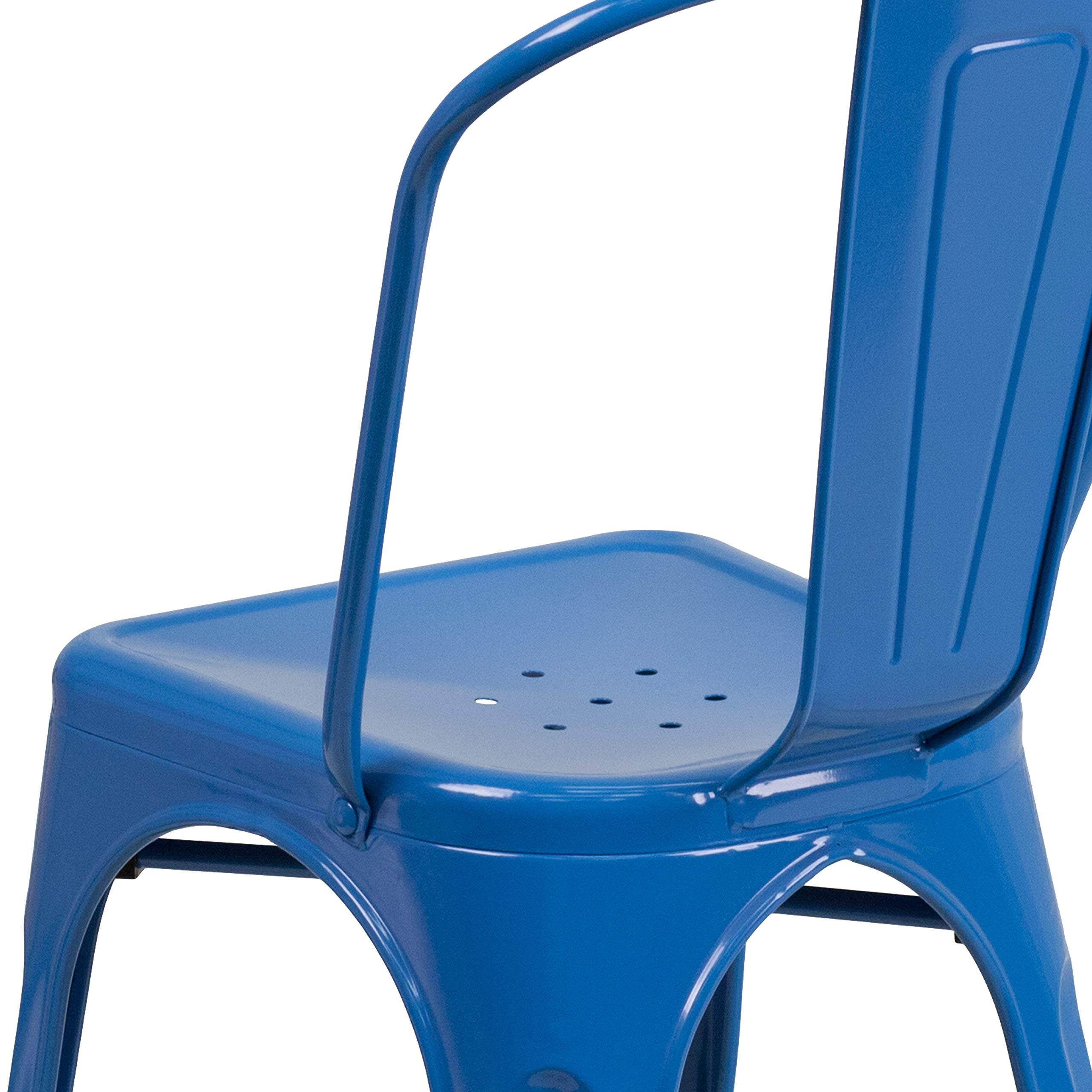 Flash Furniture Luke Commercial Grade 4 Pack Blue Metal Indoor-Outdoor Stackable Chair