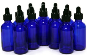 vivaplex 12, cobalt blue, 2 oz, glass bottles, with glass eye droppers