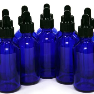 12, Cobalt Blue, 1 oz, Glass Bottles, with Glass Eye Droppers