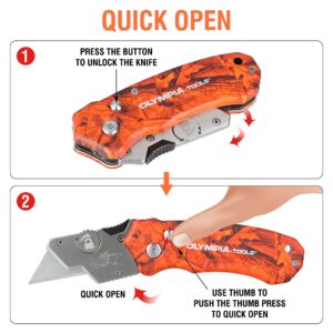 Olympia Tools Design Folding Utility Knife, Orange Camo