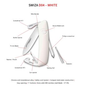 Swiza KNI.0040.1020 D04 Swiss Pocket Knife White