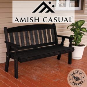 Amish Heavy Duty 800 Lb Mission Pressure Treated Garden Bench(5 Foot, Semi-Solid Black Stain)