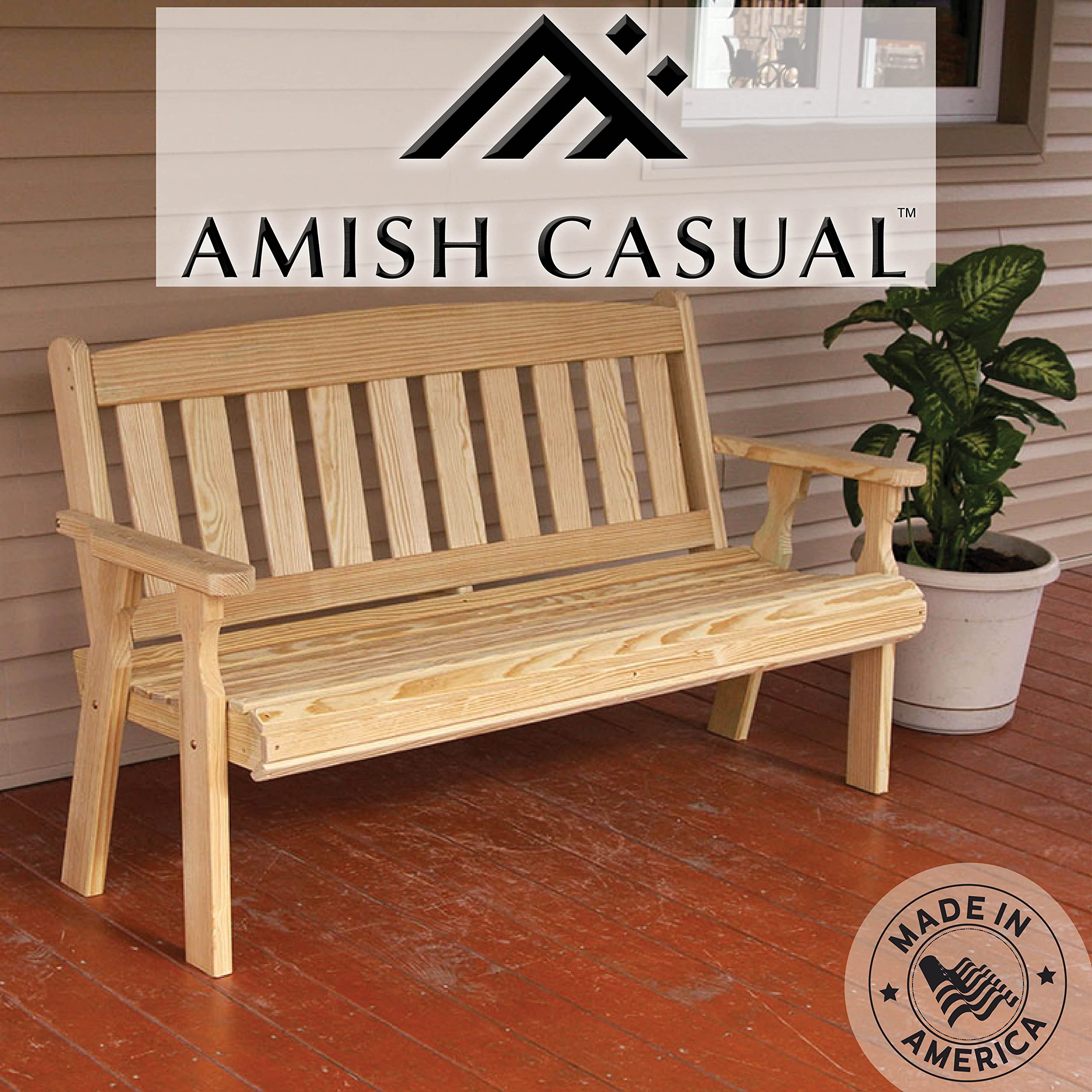 Amish Heavy Duty 800 Lb Mission Pressure Treated Garden Bench (5 Foot, Unfinished)