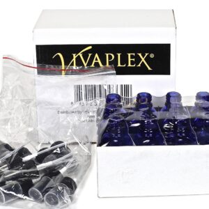 Vivaplex 2 oz Glass Bottles, with Black Fine Mist Sprayers, Cobalt Blue, 12-Count