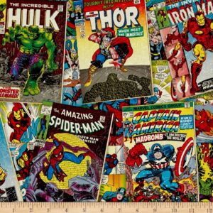 springs creative products marvel retro comics covers multi fabric by the yard