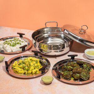 Vinod Stainless Steel 6 pcs Multi Kadai (Induction Friendly) lid, 26cm