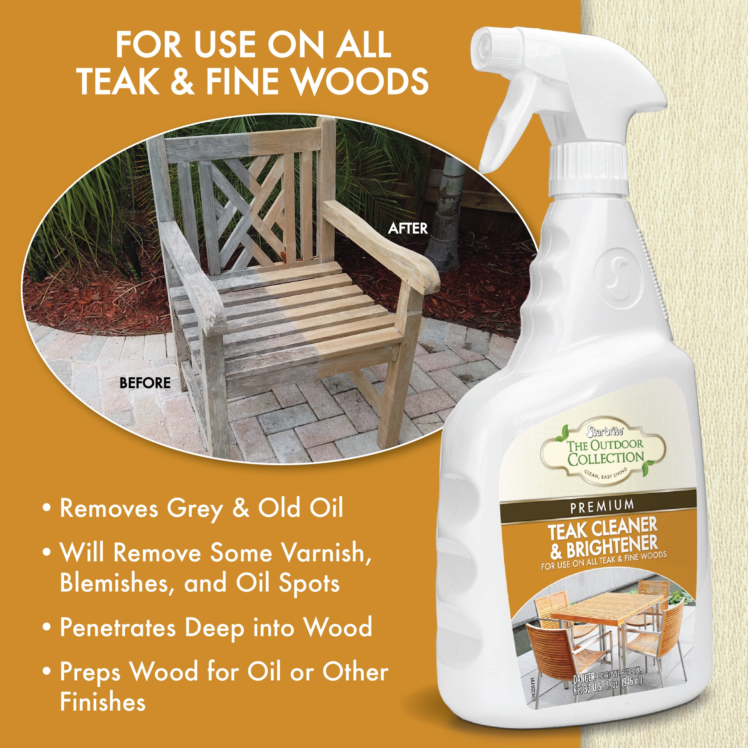 STAR BRITE The Outdoor Collection Teak Cleaner & Brightener - 16 OZ