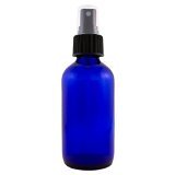 4 fl oz Cobalt Blue Glass Bottle with Black Spray Cap (4 Pack)