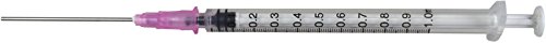 Duda Energy SyringeBox001 Industrial Syringes with 18G x 1-1/2" Blunt Tip Fill Needle and Plastic Cover, 1 mL (Pack of 100)