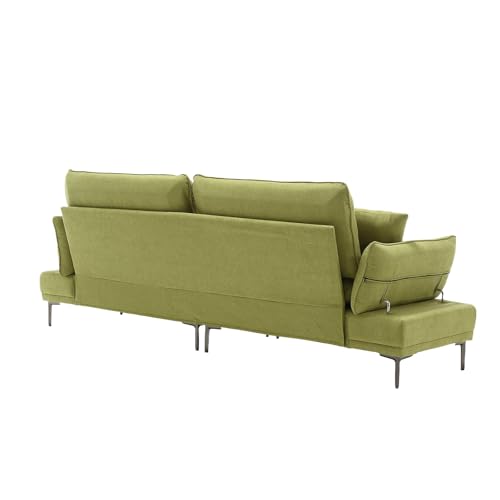 CDBBIB 102'' Convertible Futon Sofa Bed, Linen Sofa with Metal Feet,Mid Century Modern Couch.Futon Couch Small Space, Suitable for Living Room,Bedroom, Apartment.(Olive)