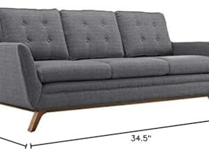 Modway Beguile Mid-Century Modern Sofa With Upholstered Fabric In Gray