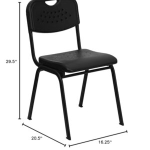 Flash Furniture 5 Pack HERCULES Series 880 lb. Capacity Black Plastic Stack Chair with Open Back and Black Frame