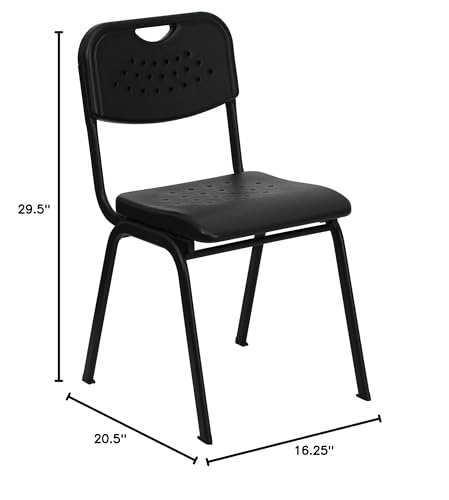 Flash Furniture 5 Pack HERCULES Series 880 lb. Capacity Black Plastic Stack Chair with Open Back and Black Frame