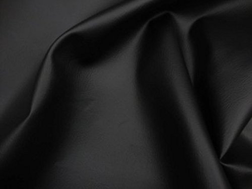 Black Faux Vinyl Leather Fabric 2 Way Stretch Sold by The Yard