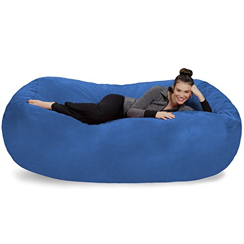 Sofa Sack Bean Bag Lounger - Plush Bean Bag Sofas with Super Soft Microsuede Cover - XL Memory Foam Stuffed Lounger Chairs for Kids, Adults, Couples - Jumbo Bean Bag Chair Furniture - Royal Blue 7.5'