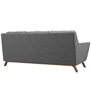 Modway Beguile Mid-Century Modern Sofa With Upholstered Fabric In Gray