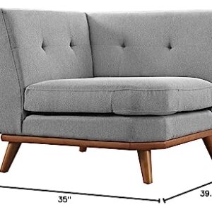 Modway Engage Corner Sofa in Mid-Century Modern Upholstered Fabric Expectation Gray