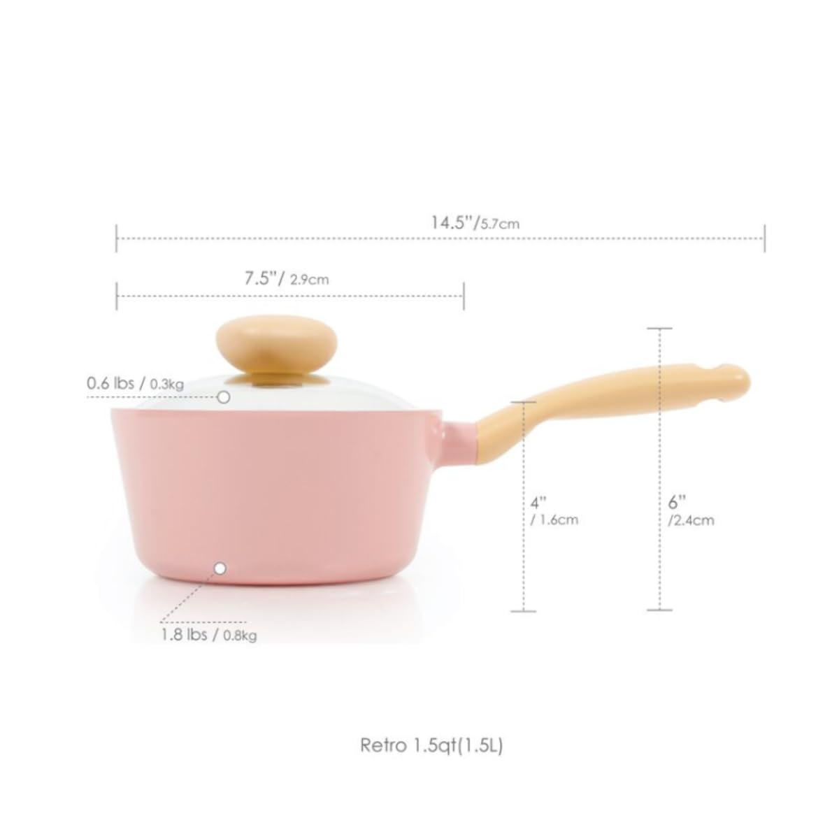 Neoflam Retro 1.5qt Saucepan with Glass Lid | Made in Korea