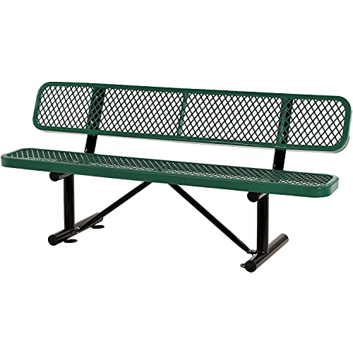 Global Industrial 72" L Expanded Metal Mesh Bench w/Back Rest, Green