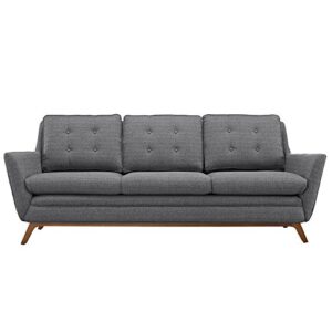 Modway Beguile Mid-Century Modern Sofa With Upholstered Fabric In Gray