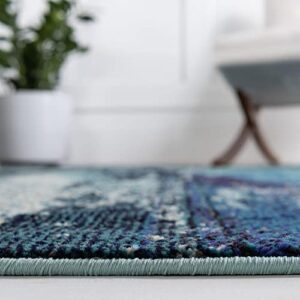 Unique Loom Jardin Collection Colorful, Vibrant, Abstract Watercolor Area Rug, 5' 1" x 8' Rectangle, Blue/Gray