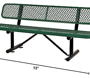 Global Industrial 72" L Expanded Metal Mesh Bench w/Back Rest, Green