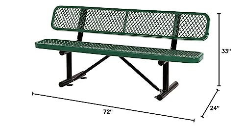 Global Industrial 72" L Expanded Metal Mesh Bench w/Back Rest, Green