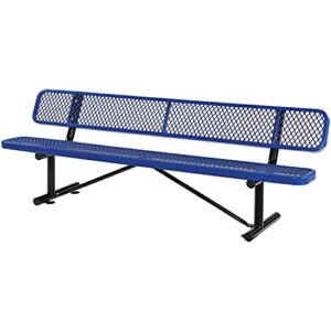 global industrial 96" l expanded metal mesh bench w/back rest, blue