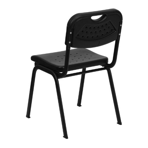 Flash Furniture 5 Pack HERCULES Series 880 lb. Capacity Black Plastic Stack Chair with Open Back and Black Frame