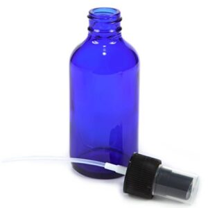 4 fl oz Cobalt Blue Glass Bottle with Black Spray Cap (4 Pack)