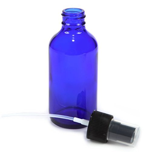 4 fl oz Cobalt Blue Glass Bottle with Black Spray Cap (4 Pack)