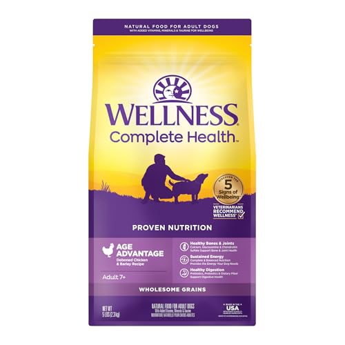 Wellness Complete Health Senior Dry Dog Food with Grains, Chicken & Barley, 5-Pound Bag