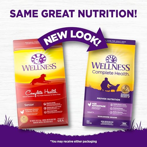 Wellness Complete Health Senior Dry Dog Food with Grains, Chicken & Barley, 5-Pound Bag