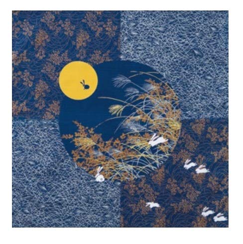 Furoshiki Wrapping Cloth Rabbit in the Moon Navy Base Motif Japanese Fabric 50cm