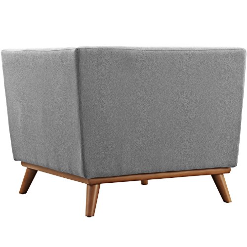 Modway Engage Corner Sofa in Mid-Century Modern Upholstered Fabric Expectation Gray