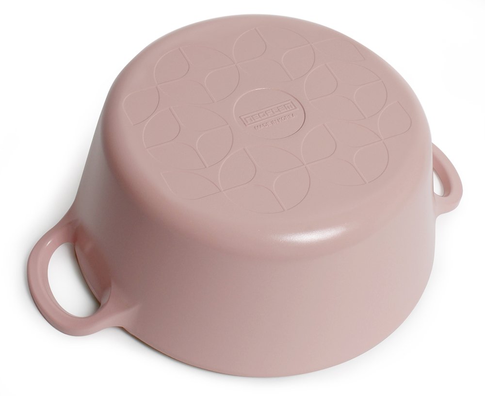 Neoflam Retro 3qt Non-Stick Ceramic Coated Stockpot with Integrated Steam Vent, Silicone Hot Handle Holder Included, Saute Pot, Casserole, Dutch Oven, 3-QT w/Glass Lid, Pink