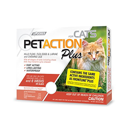 PetAction Plus Flea & Tick Treatment for Cats Over 1.5 lbs, 3 Month Supply