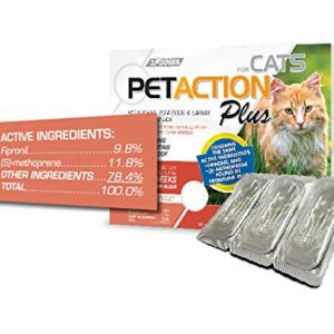 PetAction Plus Flea & Tick Treatment for Cats Over 1.5 lbs, 3 Month Supply