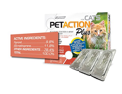 PetAction Plus Flea & Tick Treatment for Cats Over 1.5 lbs, 3 Month Supply