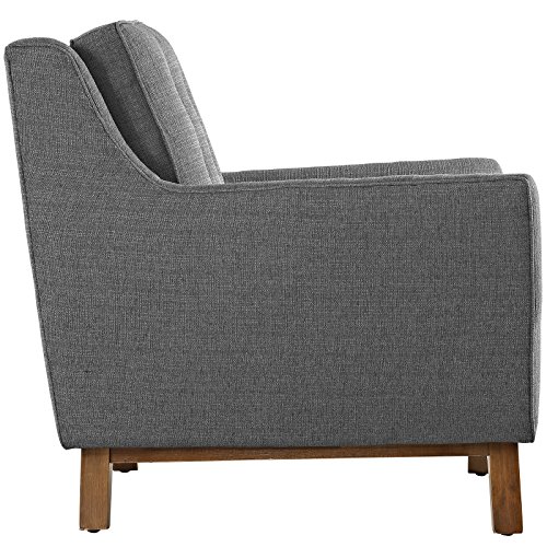 Modway Beguile Mid-Century Modern Sofa With Upholstered Fabric In Gray