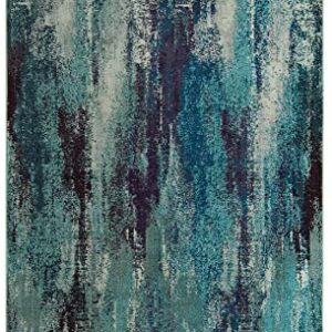 Unique Loom Jardin Collection Colorful, Vibrant, Abstract Watercolor Area Rug, 5' 1" x 8' Rectangle, Blue/Gray