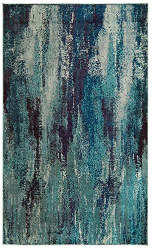 Unique Loom Jardin Collection Colorful, Vibrant, Abstract Watercolor Area Rug, 5' 1" x 8' Rectangle, Blue/Gray