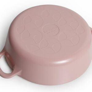 Neoflam Retro 2qt Non-Stick Ceramic Coated Stockpot with Integrated Steam Vent, Silicone Hot Handle Holder Included, Saute Pot, Casserole, Dutch Oven, 2-QT Low w/Glass Lid, Pink