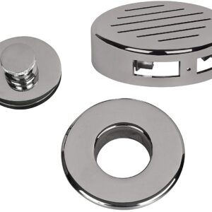 AB&A 60170 Tub Drain Trim Kit with Push eN Lift Stopper, Classic High-Capacity Overflow Plate, and Press-In Strainer Cover, Chrome