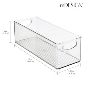 mDesign Plastic Video Game Organizer - Game Storage Holder Bin with Handles for Media Console Stand, Closet Shelf, Cabinets, Bookshelves - Holds Disc, Video Games - Ligne Collection - Clear