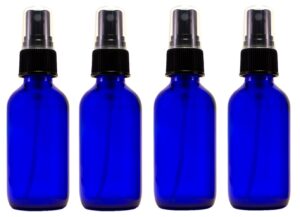 2oz cobalt atomizer bottles (4 pack) fine sprayer atomizer glass essential oil bottle